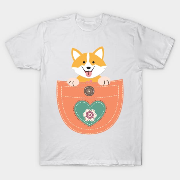 Corgi in Pocket Funny Gifts Love Dog T-Shirt by macshoptee